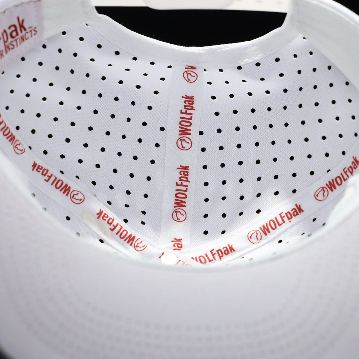 Flat Bill Snapback Hat Arctic White Savage Red Accents - Image 5