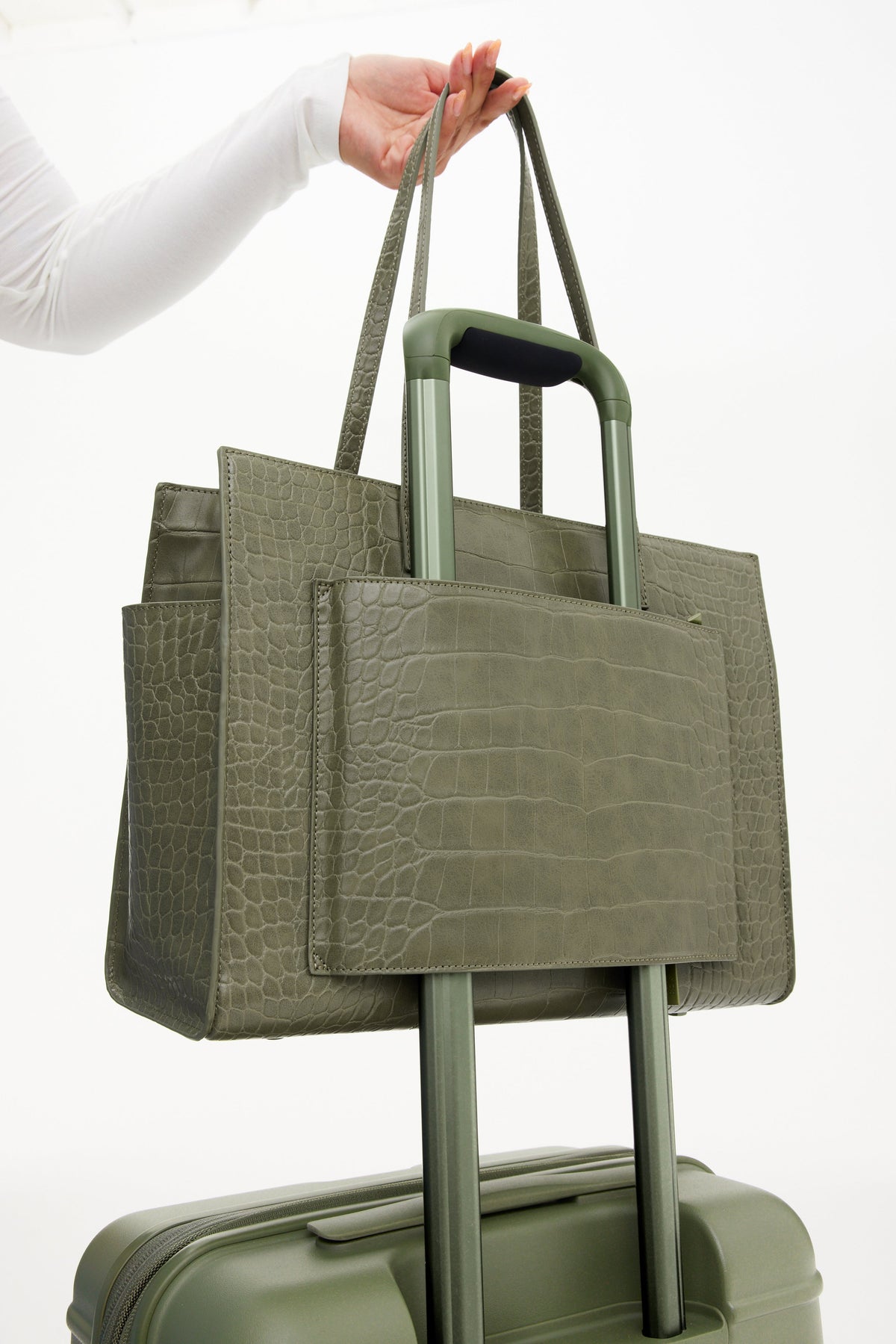 Resale The Work Tote in Olive Croc - Image 6
