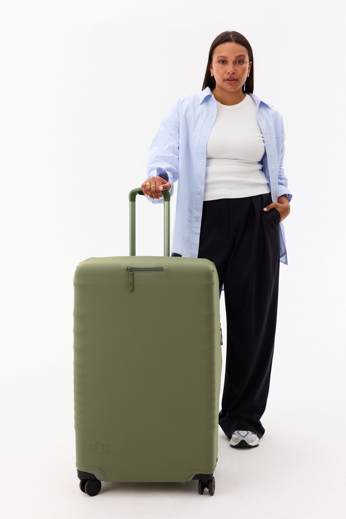 Resale The Large Check-In Luggage Cover in Olive - Image 4