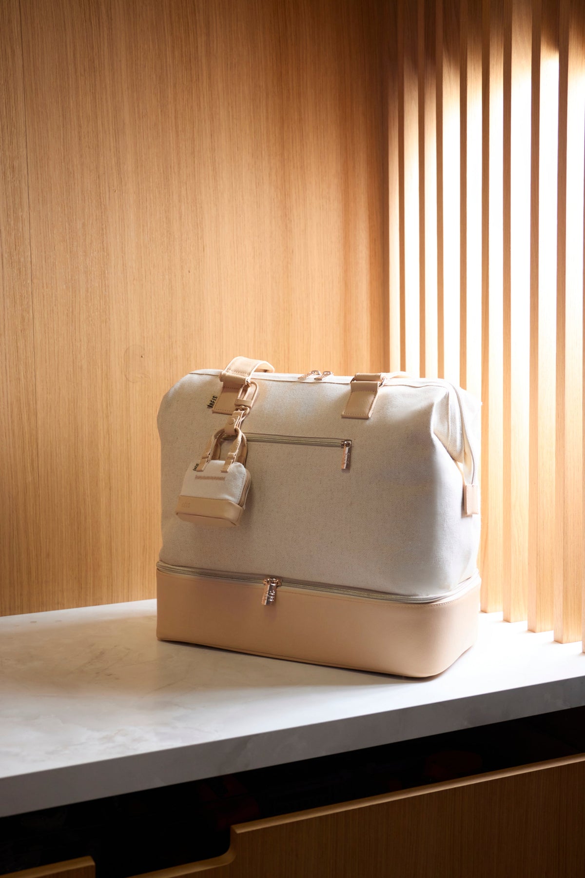 The Micro Weekender Charm in Beige - Image 5