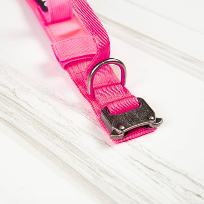 Tactical Nylon Dog Collar Neon Pink - Image 2