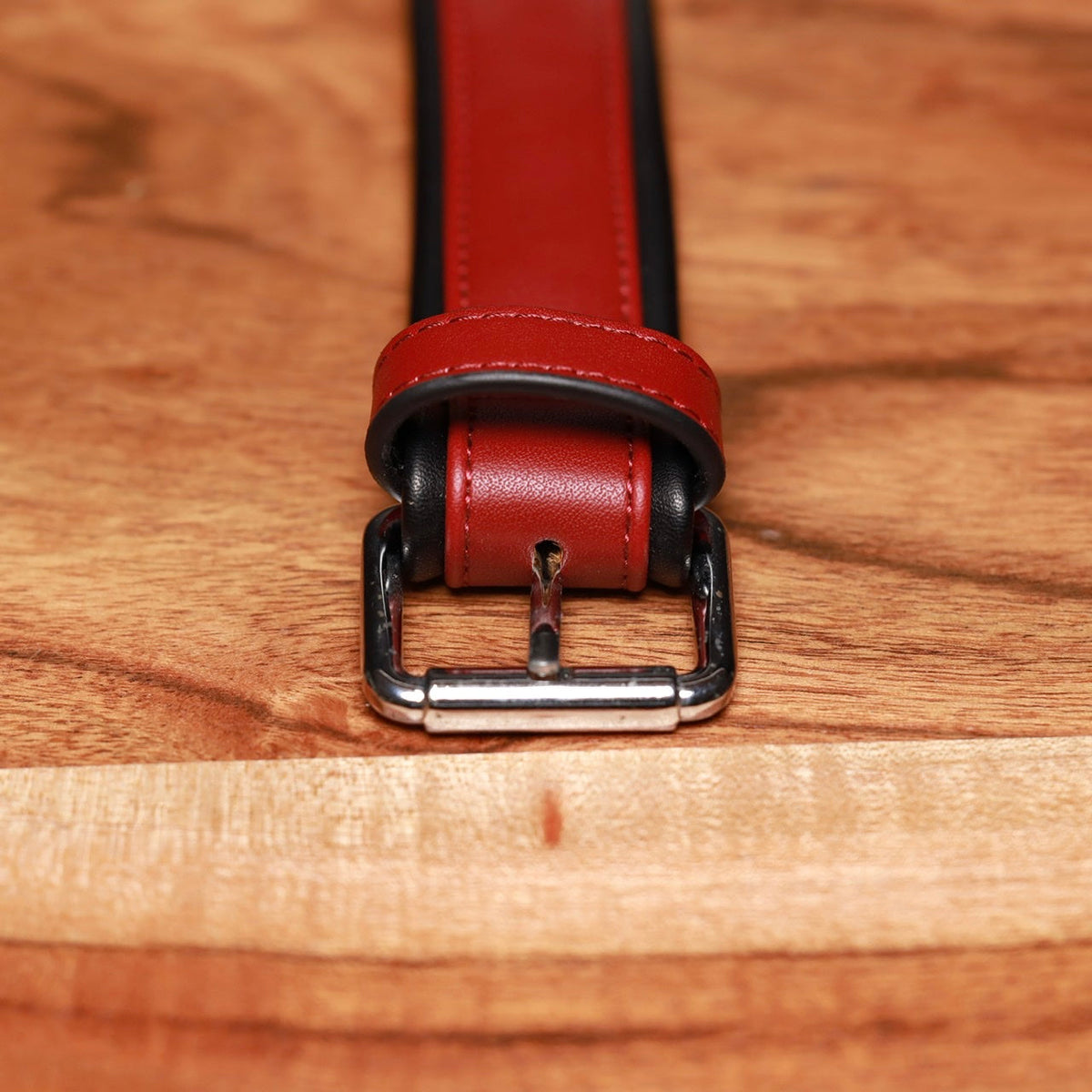 Luxury Dog Collar Burgundy Red & Black - Image 2