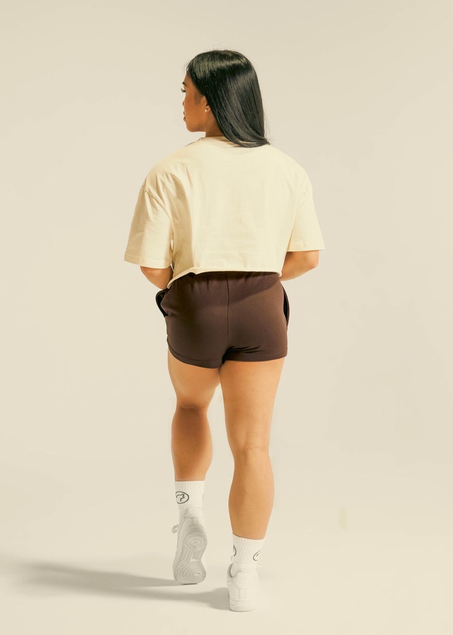 Women's Varsity Shorts Mocha Brown - Image 3
