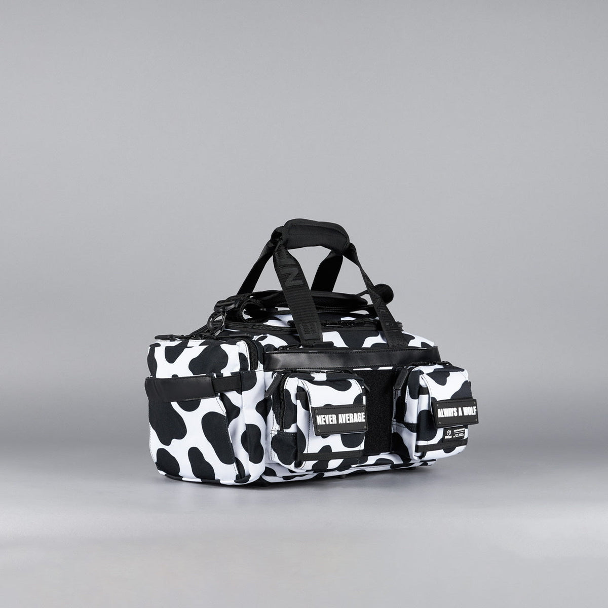 20L Mini Duffle Bag Black White Cow - Image 6