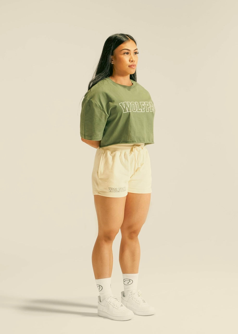 Women's Varsity Cropped Tee Moss Green - Image 5