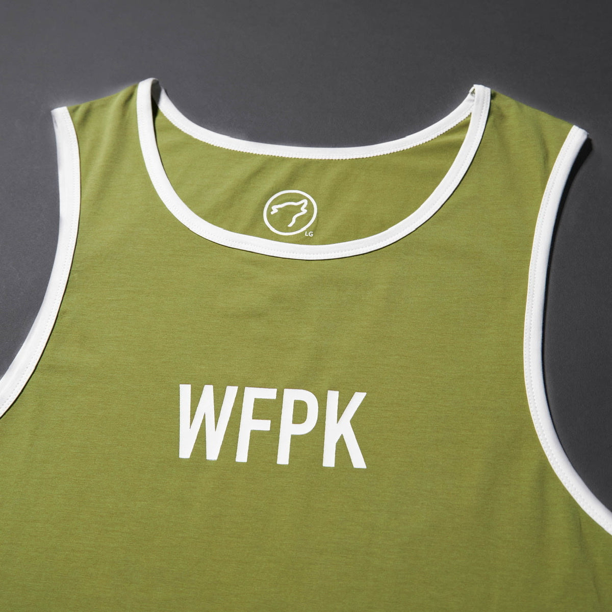 Men's Performance Tank Moss Green with Off White Border (SALE) - Image 3
