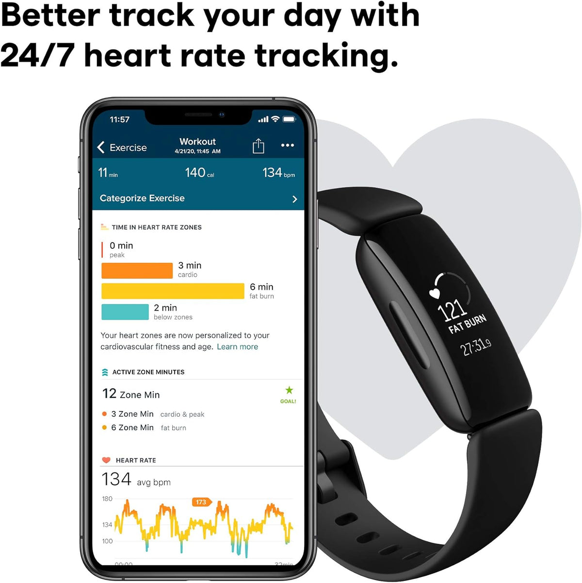 Fitbit - Inspire 2 Fitness Tracker - Black - FB418BKBK - Image 9
