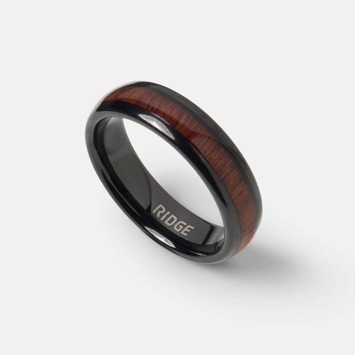 Ridge 6mm Rounded Ring Set - Mopane Wood - Image 2