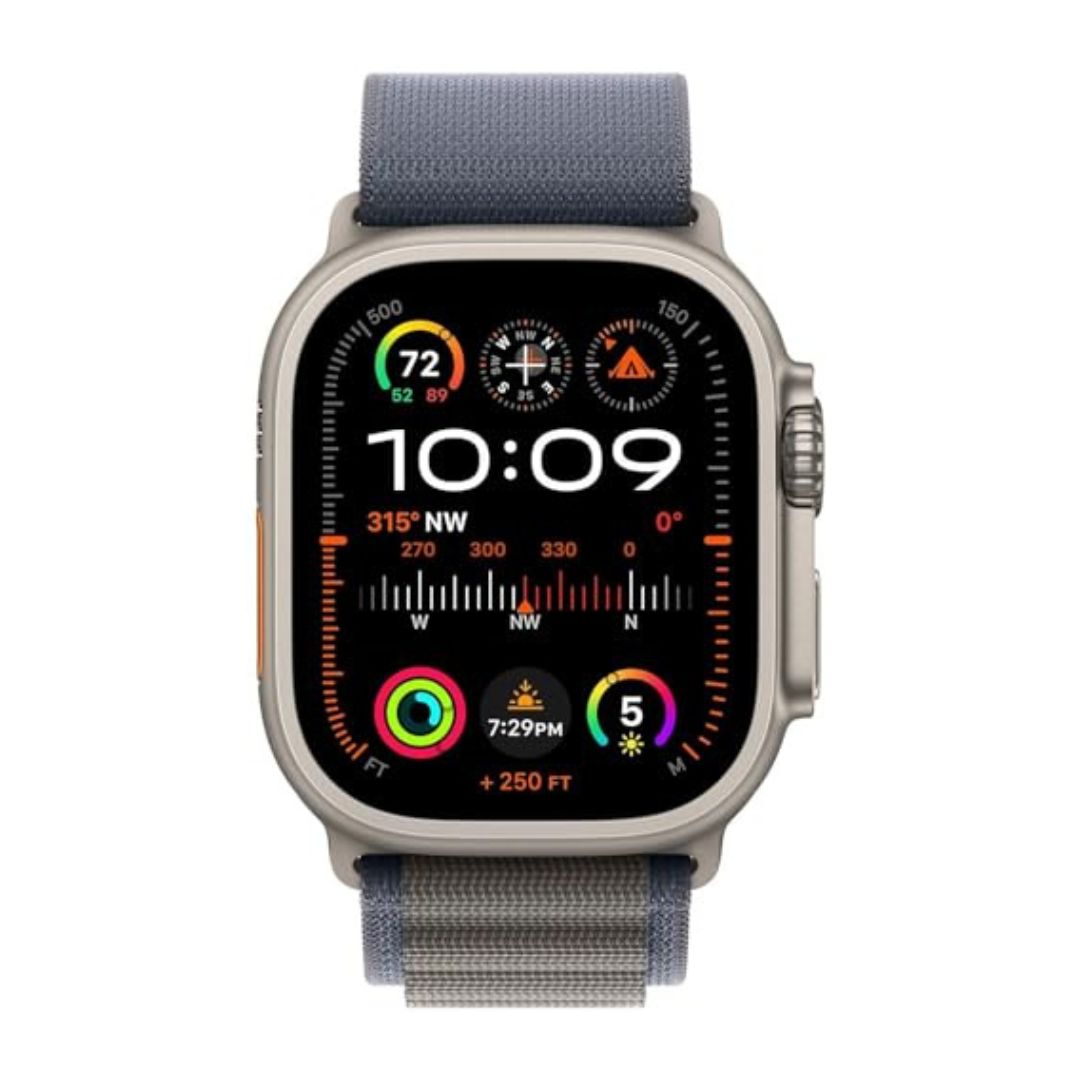 Apple Watch Ultra 2 (GPS + Cellular) 49mm Titanium Case with Blue/Black Trail Loop - S/M - Titanium - Image 2
