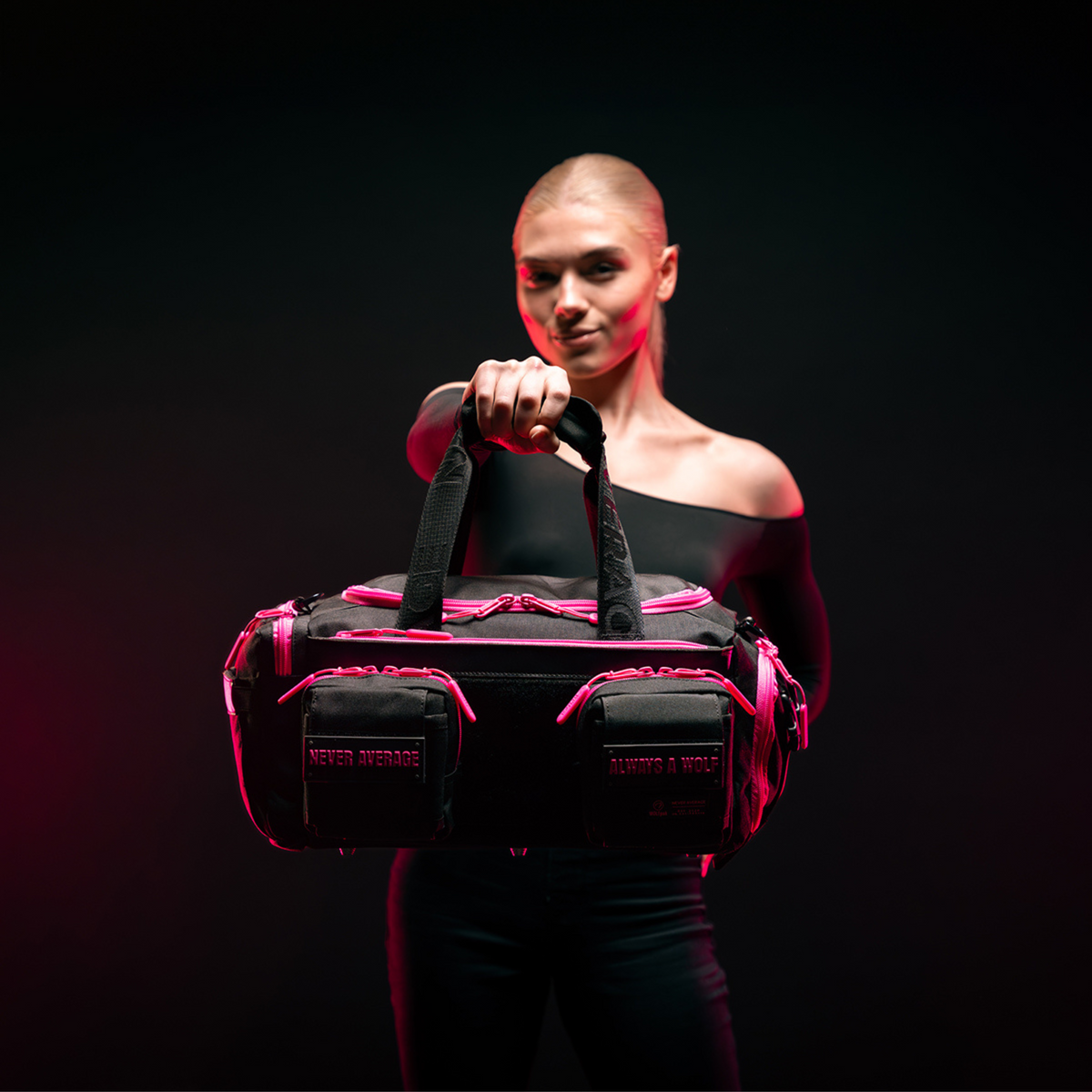 20L Mini Duffle Bag Black Neon Pink - Image 3