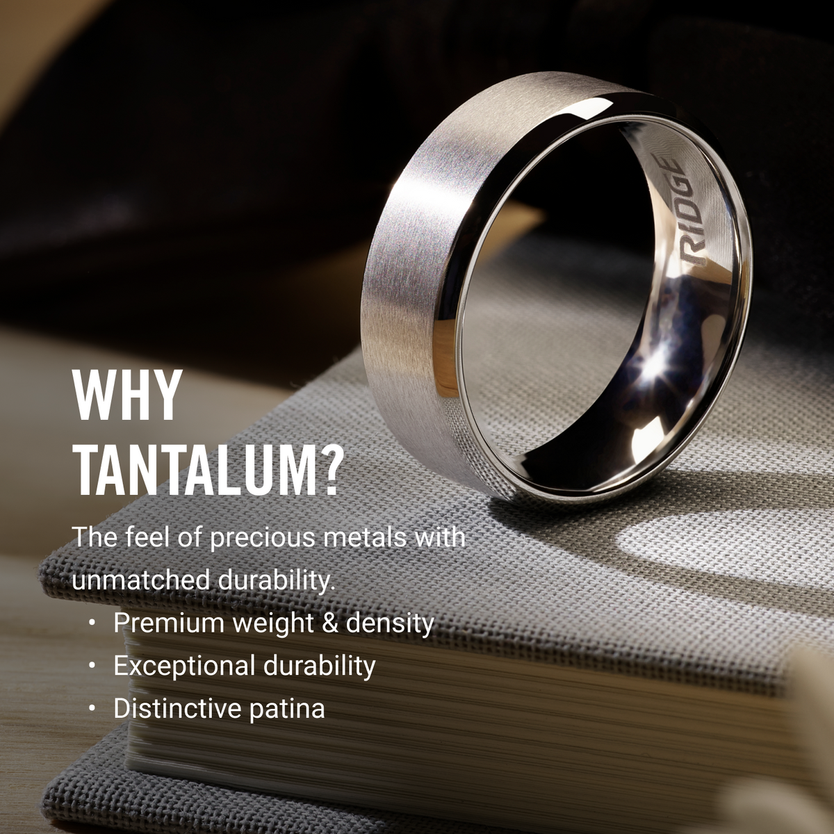 Ridge 6mm Rounded Ring Set - Platinum | Tantalum - Image 10