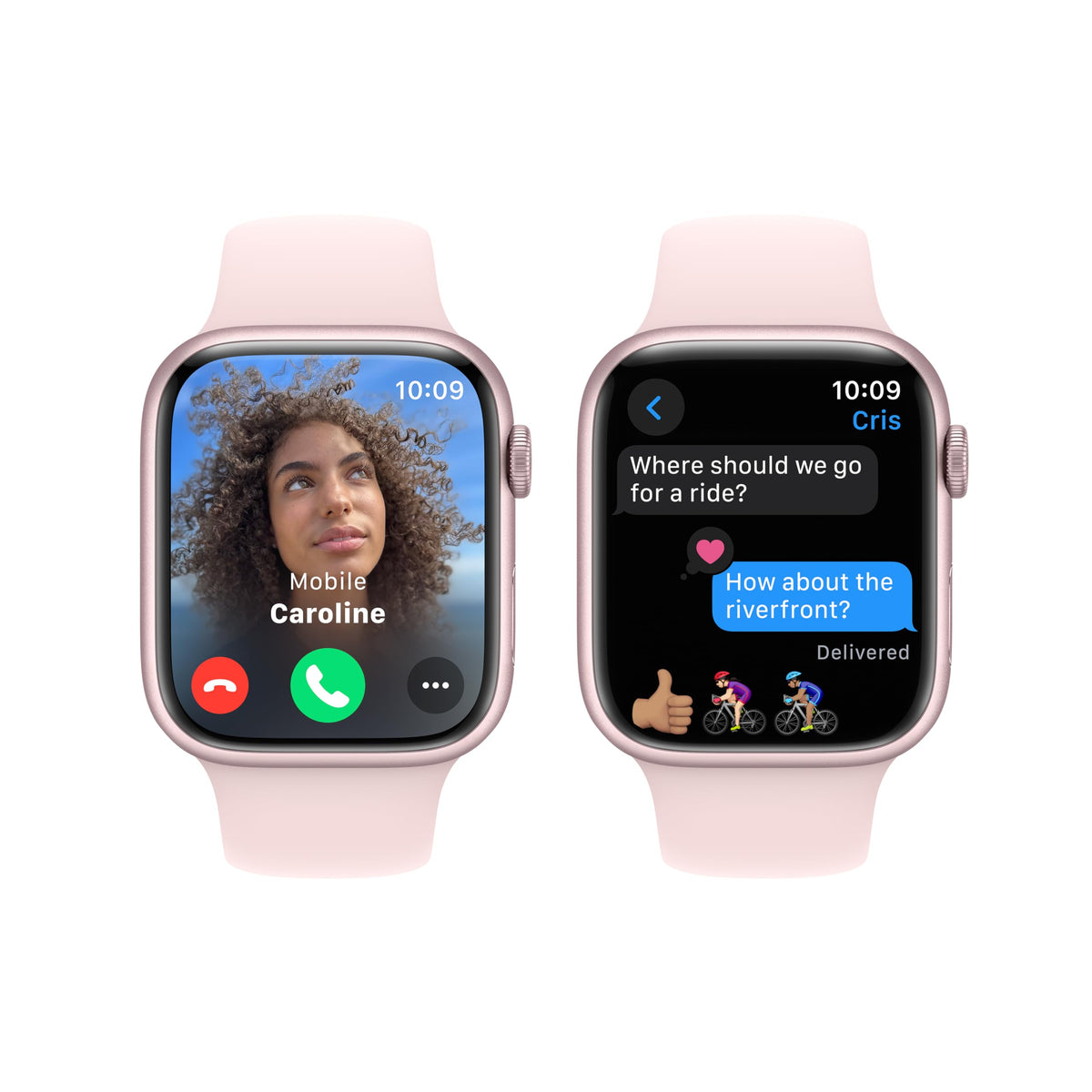 Apple Watch Series 9 (GPS) 45mm Aluminum Case with Light Pink Sport Band - M/L - Pink - MR9H3LL/A - Image 4