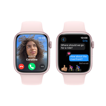 Apple Watch Series 9 (GPS) 45mm Aluminum Case with Light Pink Sport Band - M/L - Pink - MR9H3LL/A - Image 4