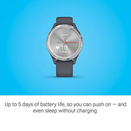 Garmin vivomove 3s Hybrid Smartwatch Silver with Granite Blue Bnad - 010-02238-00 - Image 3