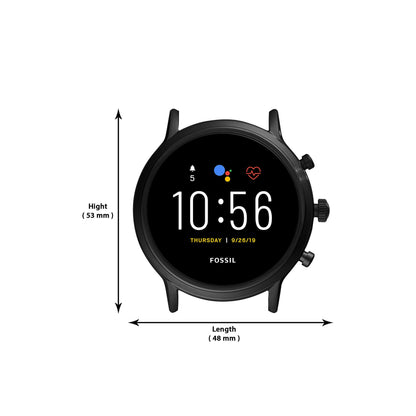 Fossil - Gen 5 Smartwatch 44mm Stainless Steel - Black with Brown Leather Band - FTW4026 - Image 5