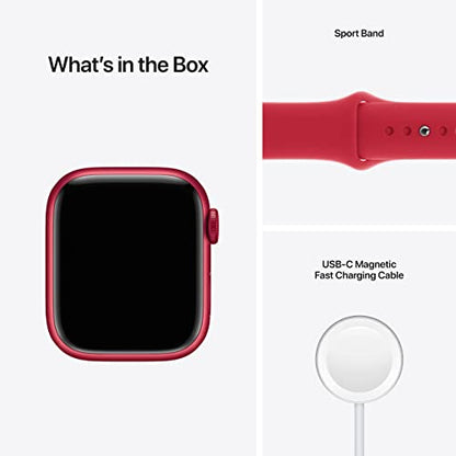 Apple Watch Series 7 (GPS, 41MM) - Red Aluminum Case with Red Sport Band - MKN23LL/A - Image 5