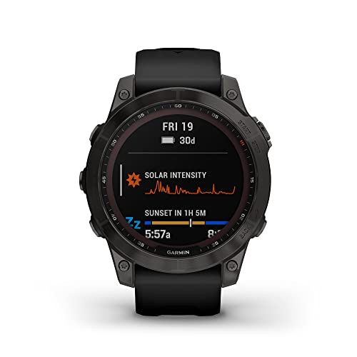 Garmin Fenix 7 Sapphire Solar GPS Smartwatch - 47mm - Carbon Gray DLC Titanium w/ Black Band - Image 2