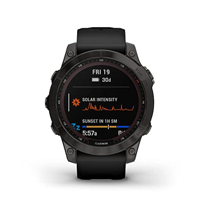 Garmin Fenix 7 Sapphire Solar GPS Smartwatch - 47mm - Carbon Gray DLC Titanium w/ Black Band - Image 2