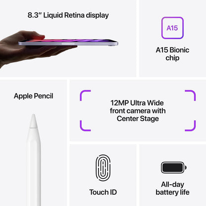 Apple iPad Mini 6th Gen, Wi-Fi - 64GB - Purple - MK7R3LL/A - Image 8