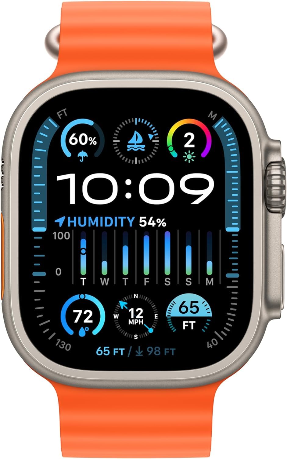 Apple Watch Ultra 2 (GPS + Cellular) 49mm Titanium Case with Orange Ocean Band with Blood Oxygen - MREH3LL/A - Image 2