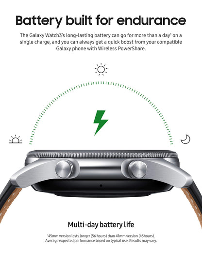 Samsung Galaxy Watch3 SM-R850 41mm Mystic Silver Stainless Steel Case with Black - SM-R850NZSAXAR - Image 5