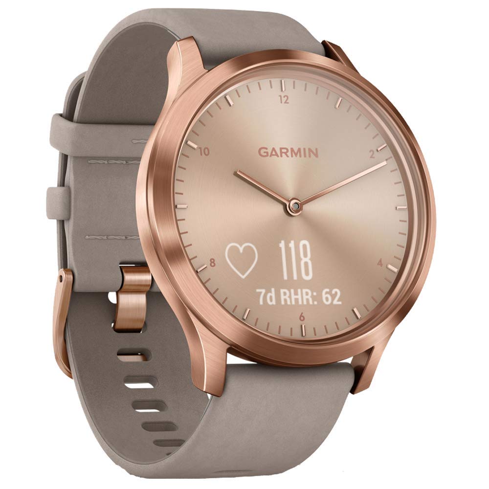 Garmin vivomove HR Premium Watch - Rose Gold with Gray Suede Band - 010-01850-19 - Image 2
