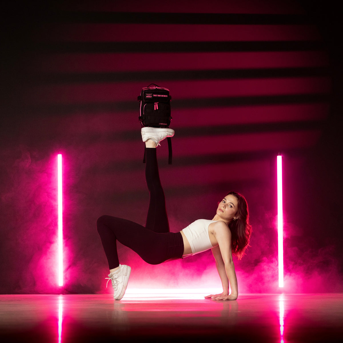 9L Backpack Mini Black Neon Pink - Image 3